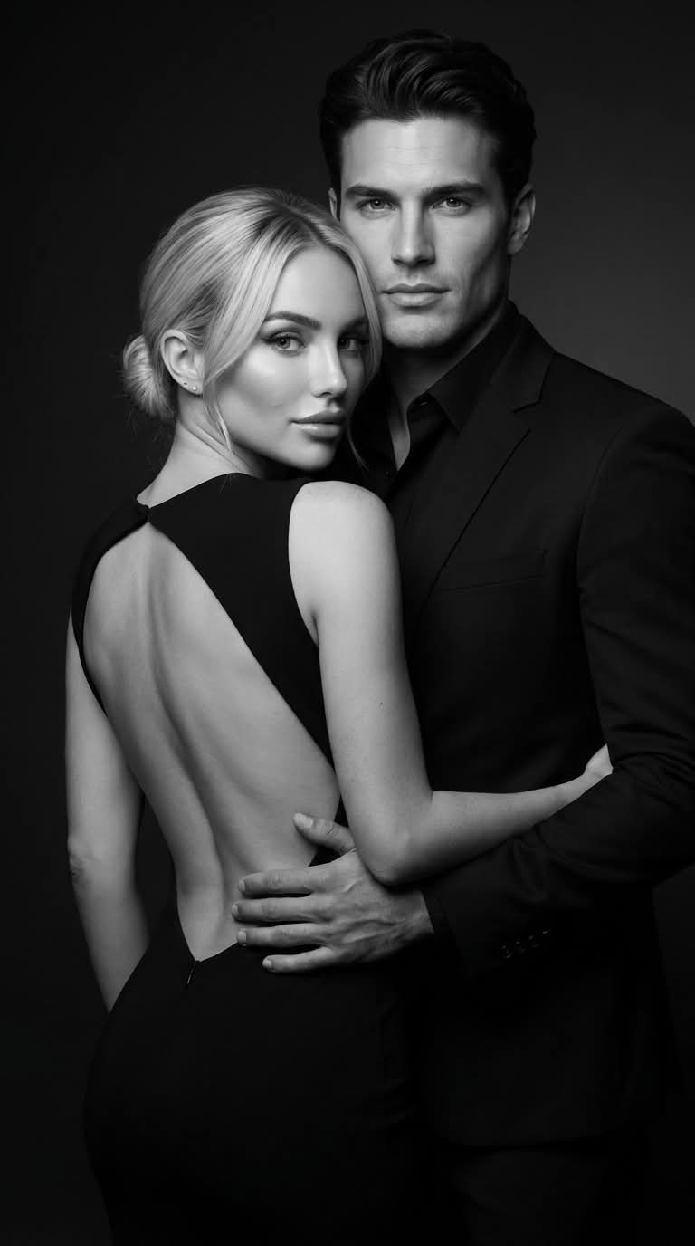 Black-and-White Fine-Art Editorial Portrait of a Couple