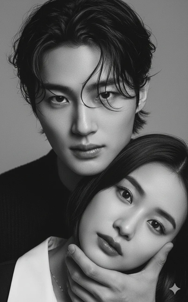 Intimate Black-and-White Couple Close-Up output 1
