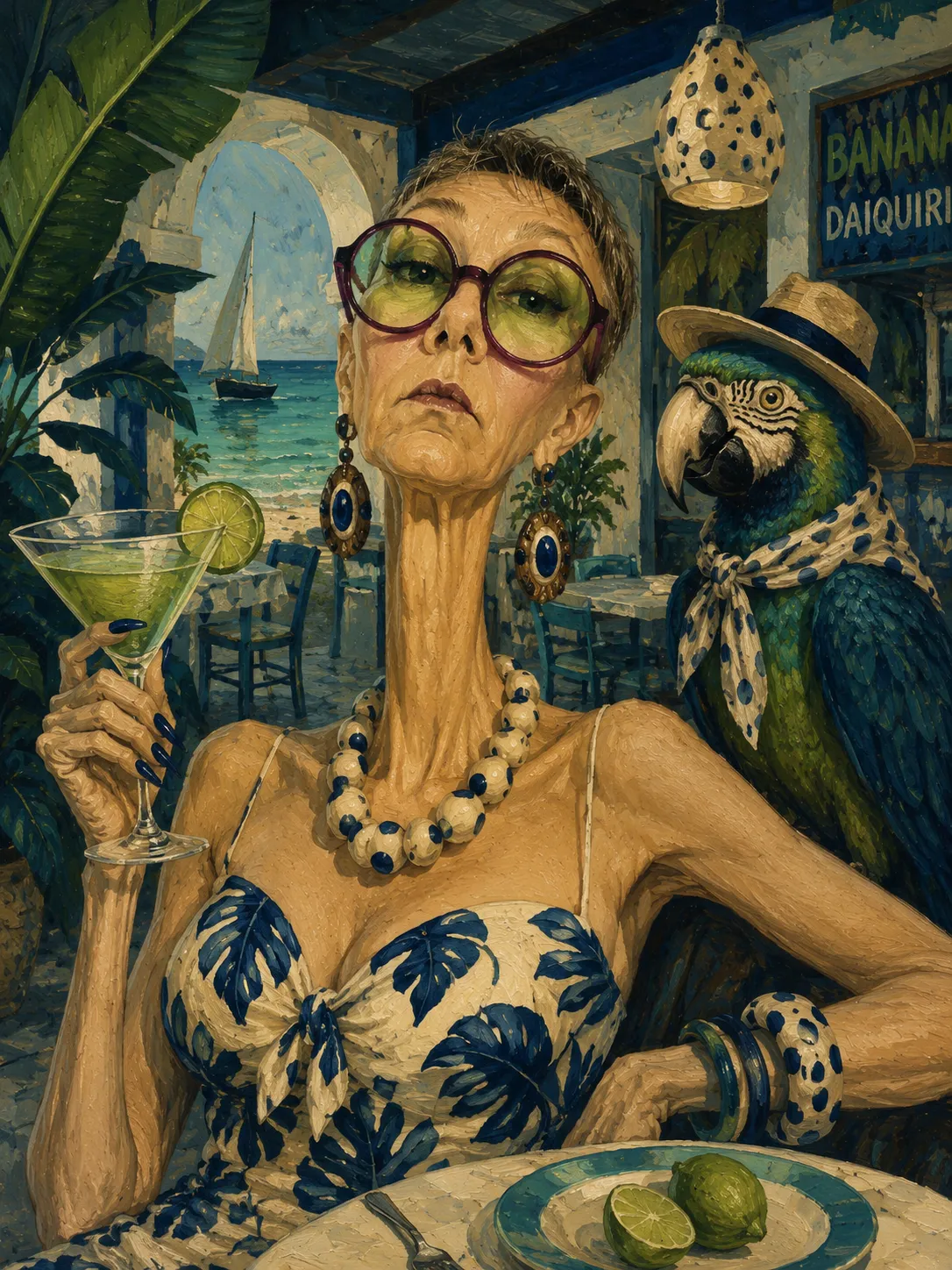 Surreal Mid-Century Tropical Patio Portrait output 3