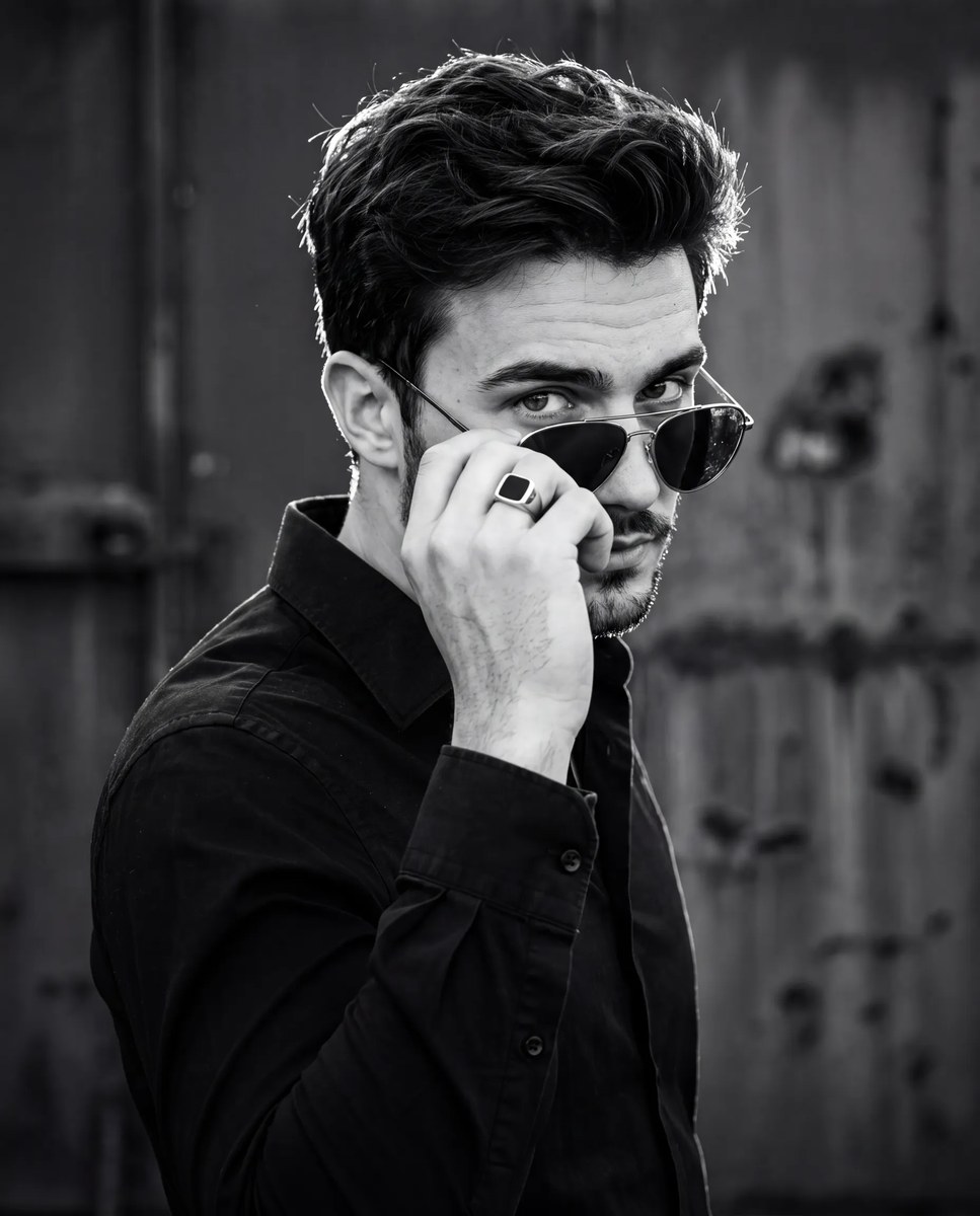Cinematic Monochrome Editorial Portrait output 2