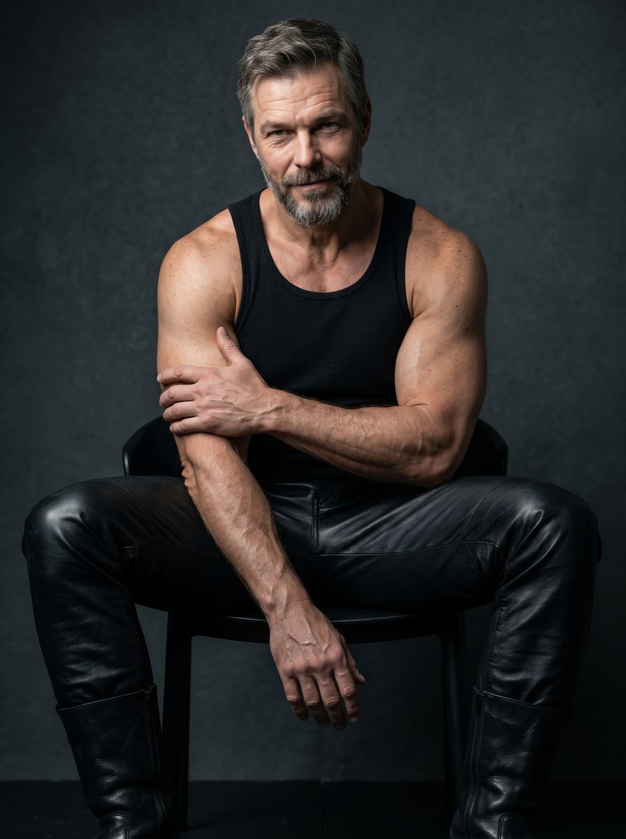 Dark Leather Editorial Portrait output 4