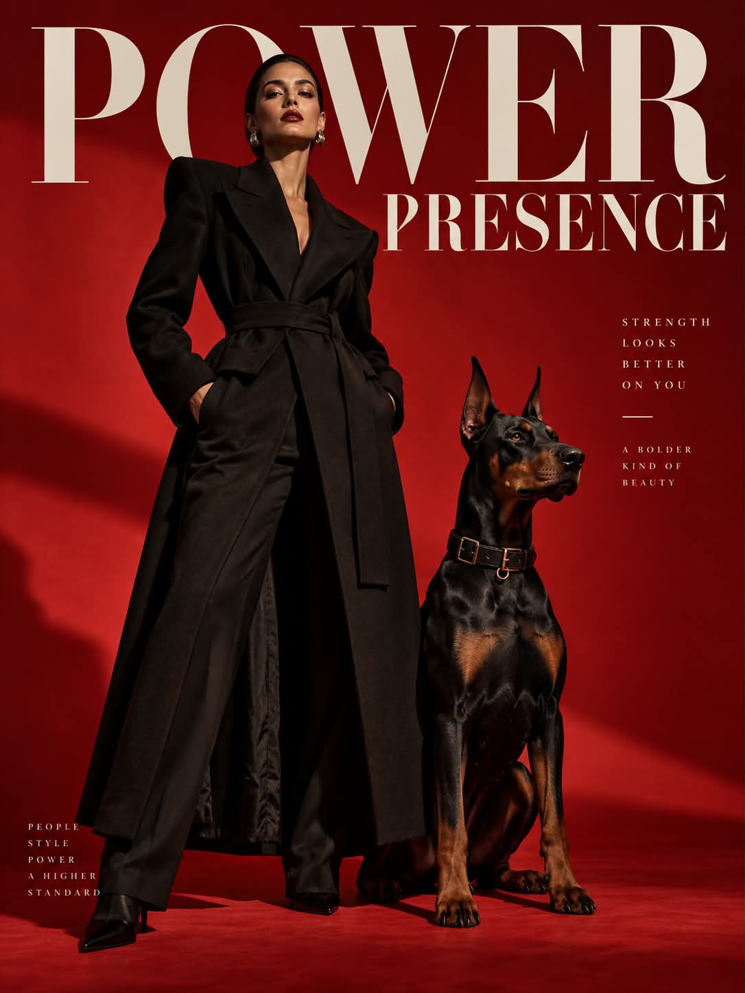 Luxury Fashion Campaign on a Crimson Studio Set output 3