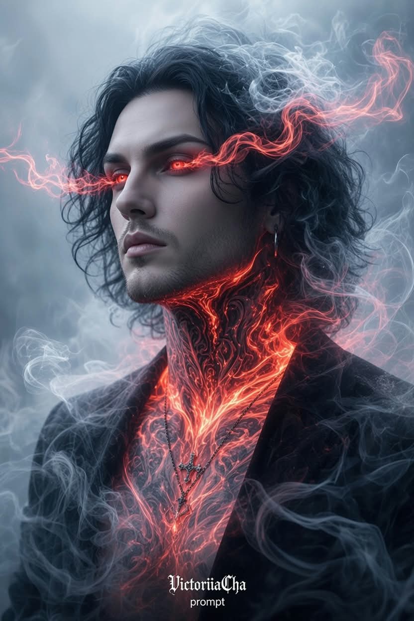 Surreal Smoke Portrait with Glowing Red Eyes output 2