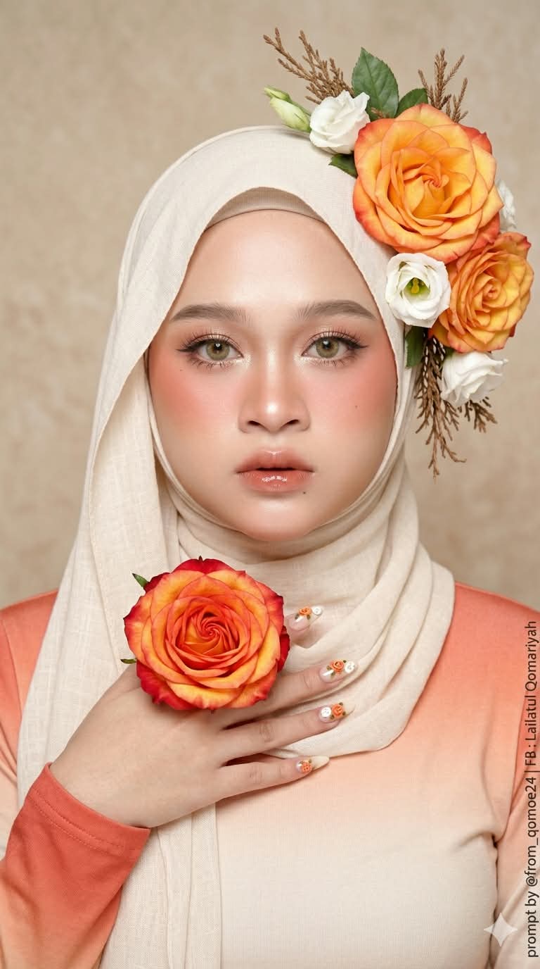 Photorealistic Floral Hijab Portrait output 2