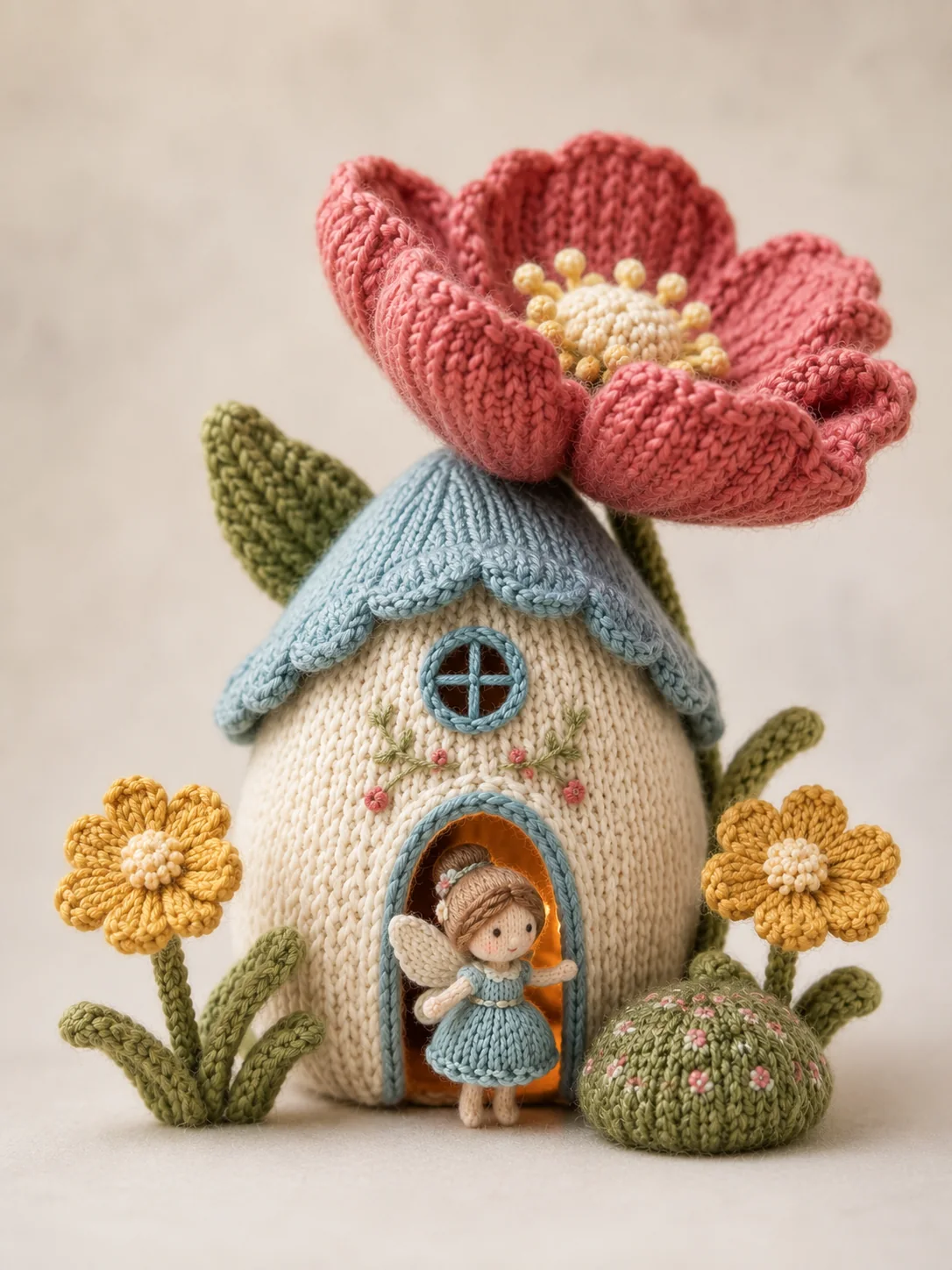 Knitted Fairy Garden Macro Photograph