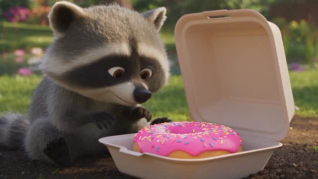 Baby Raccoon Backyard Slapstick Animation