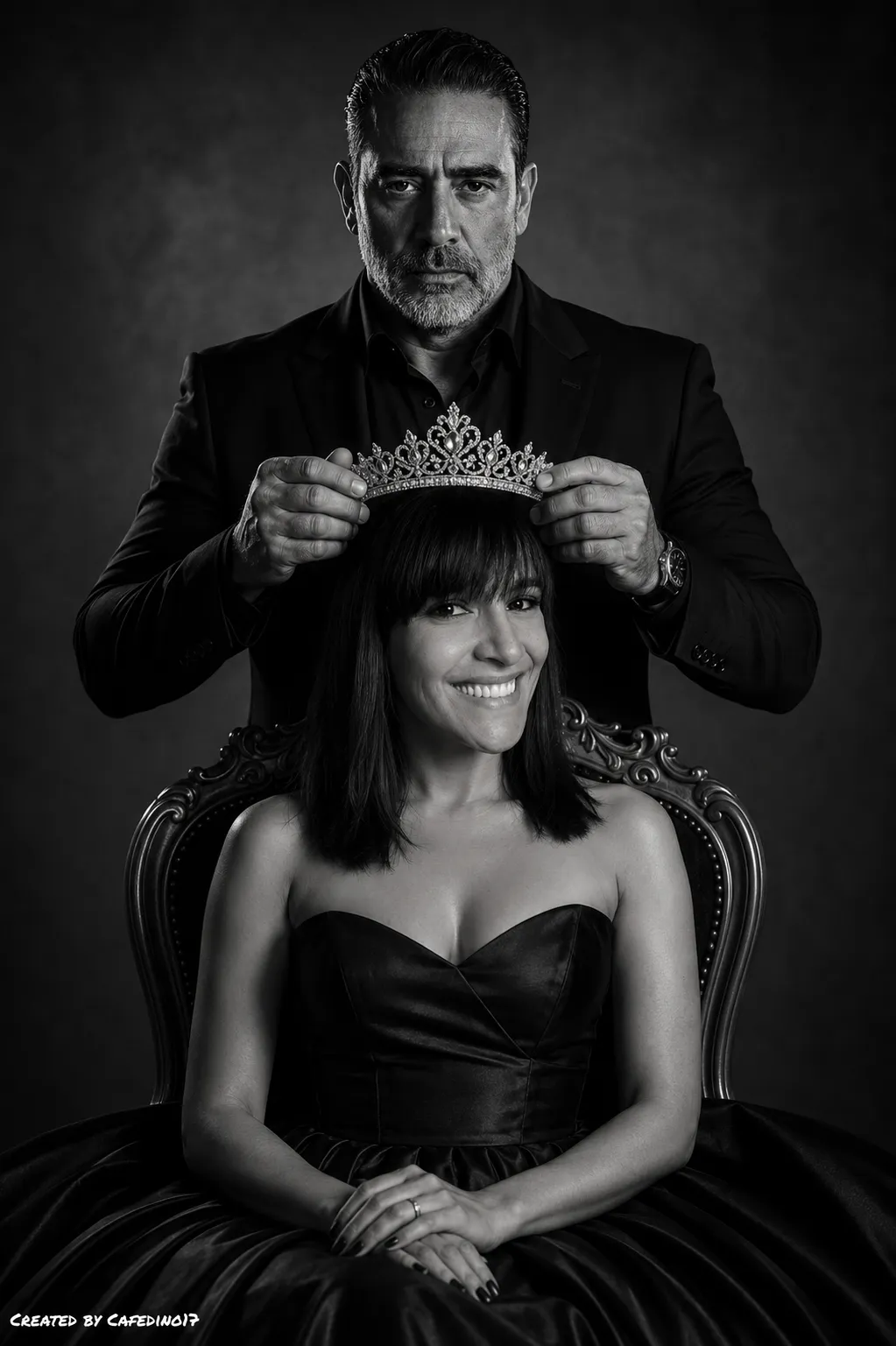 Monochrome Royal Couple Editorial Portrait