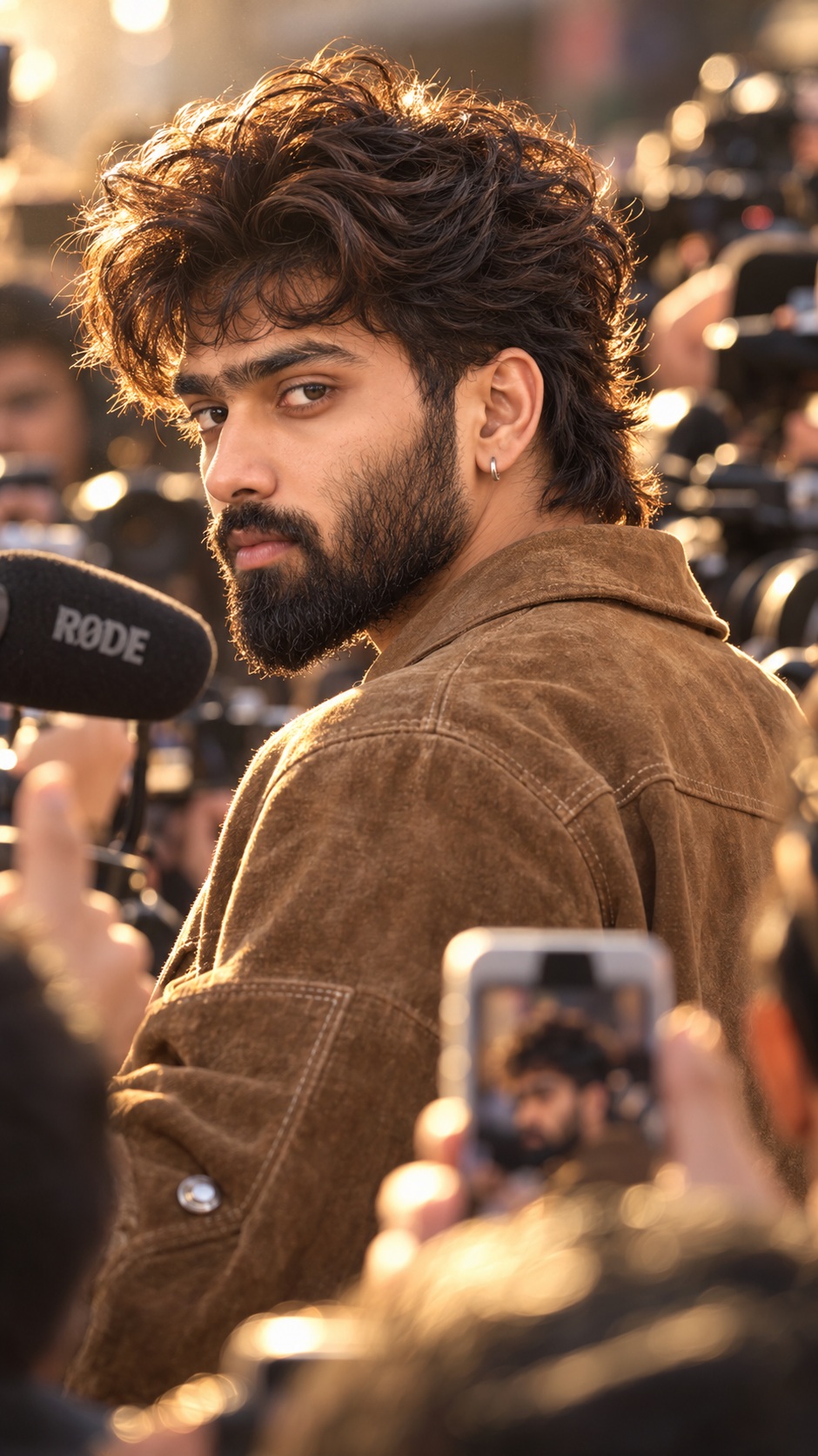 Golden-Hour Press-Crowd Portrait
