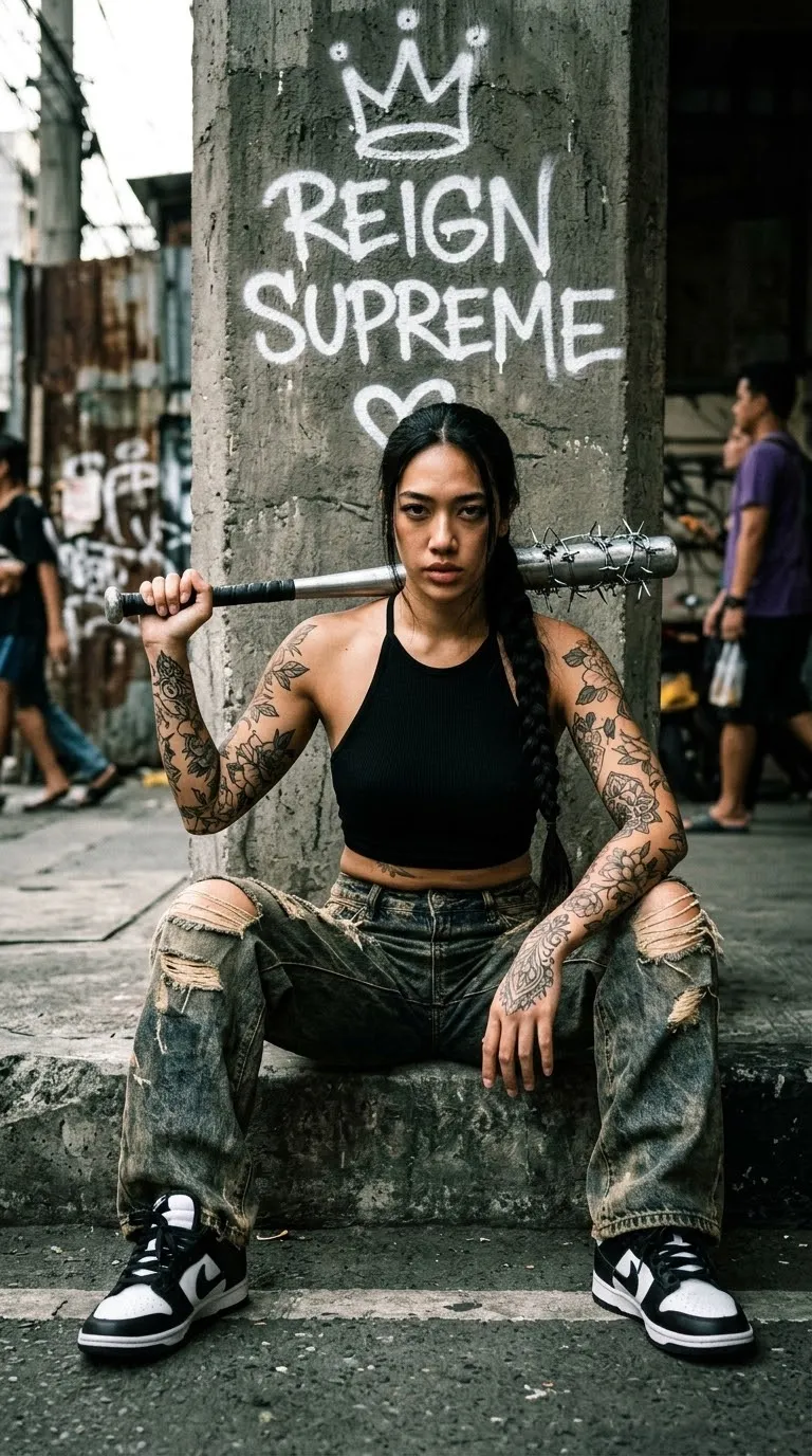Urban Streetwear Portrait with Graffiti