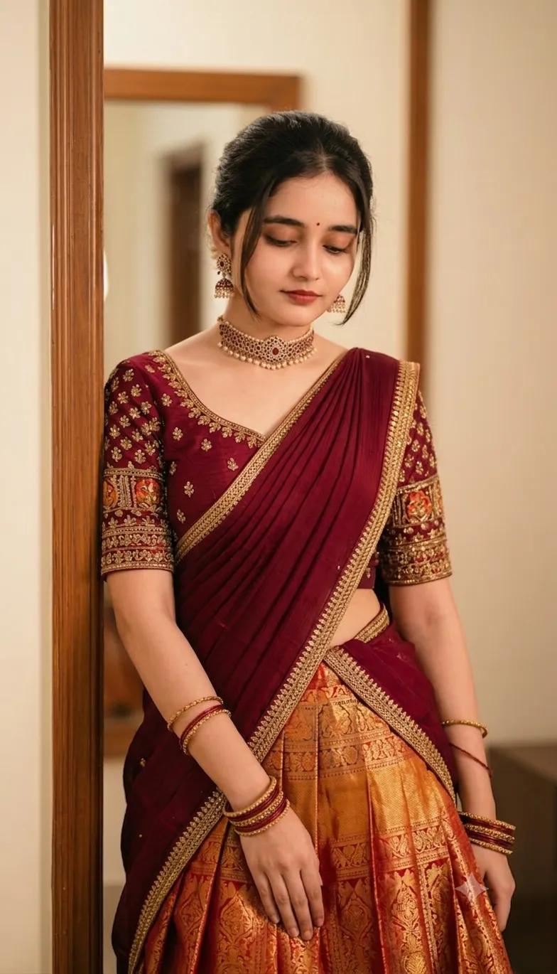 South Indian Half-Saree Portrait output 1