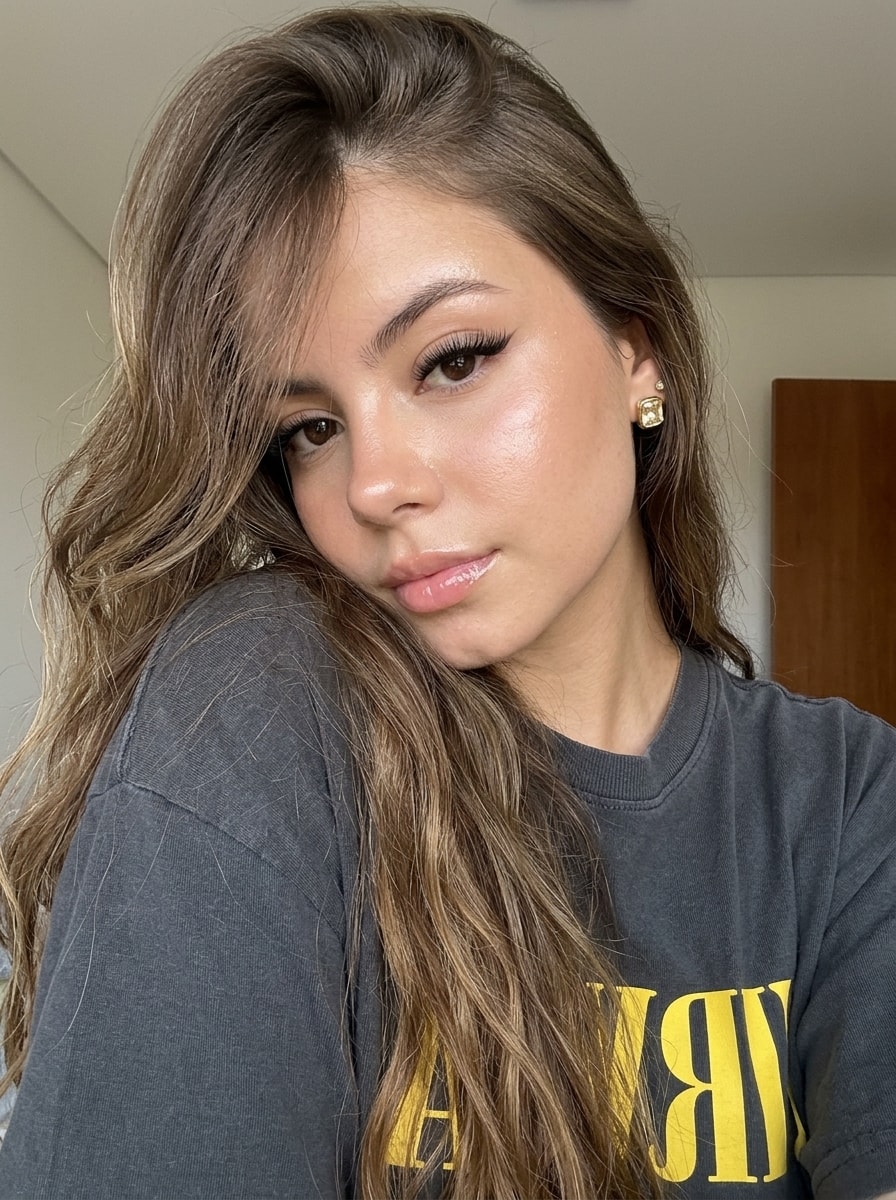 Casual Dewy Fox-Eye Selfie