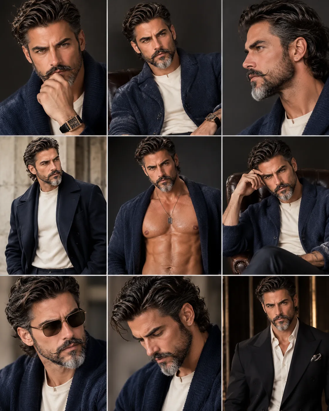 Six-Panel Men’s Luxury Fashion Editorial Collage output 4