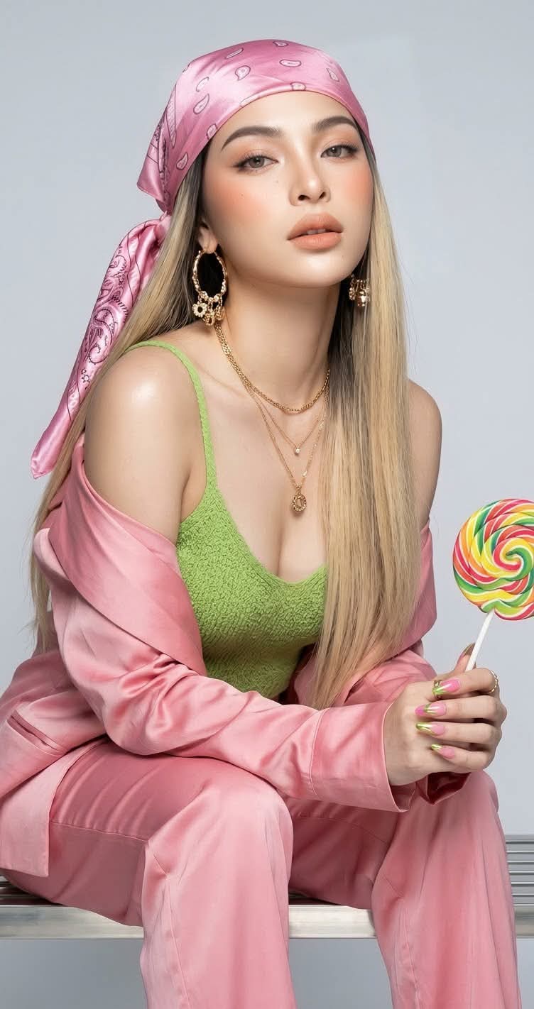 High-Fashion Apple-Green Satin Studio Portrait output 4