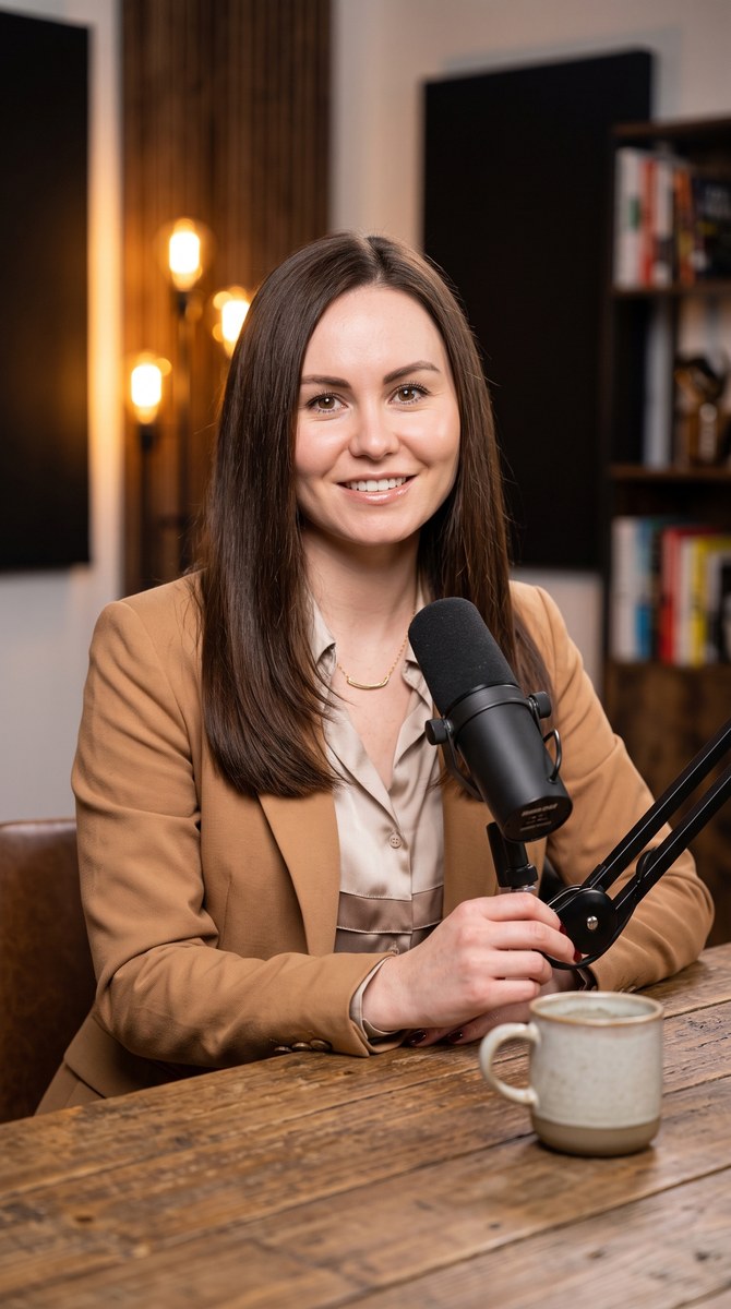 Warm Business Portrait in a Podcast Studio output 2