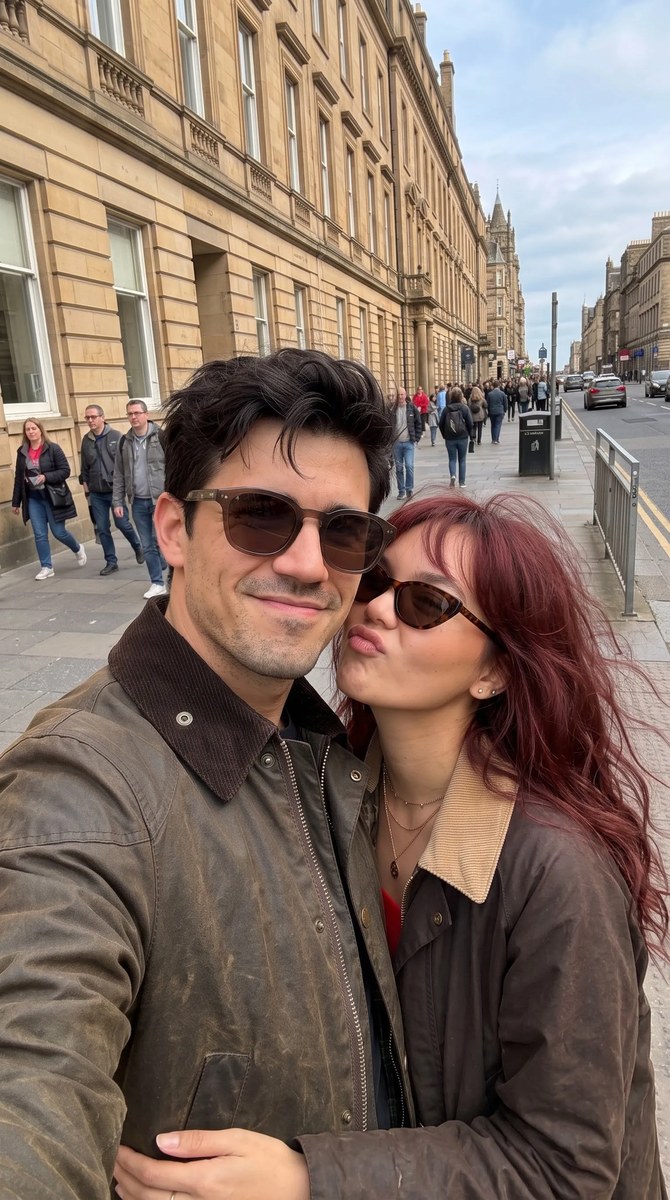 Windswept Couple Selfie in Historic Edinburgh output 2