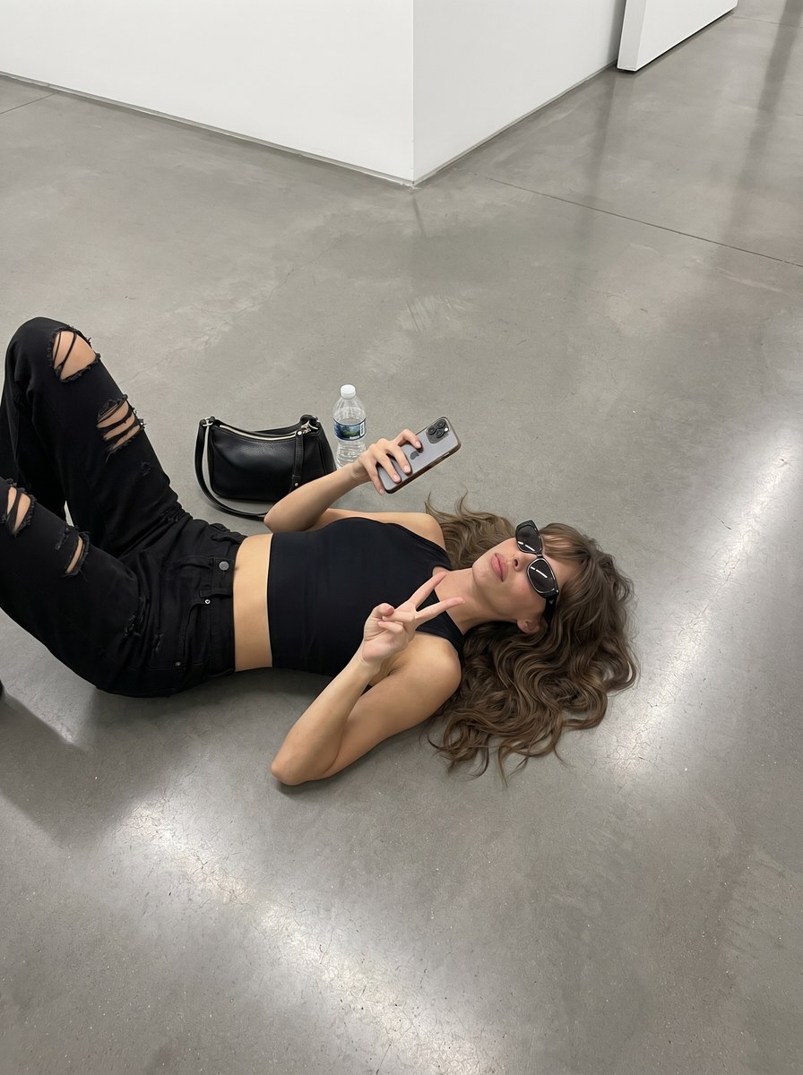 Candid Indoor iPhone Photo of a Woman on the Floor output 1