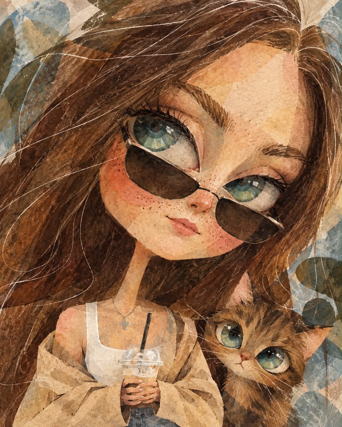 Mixed-Media Storybook Illustration of a Human and Animal