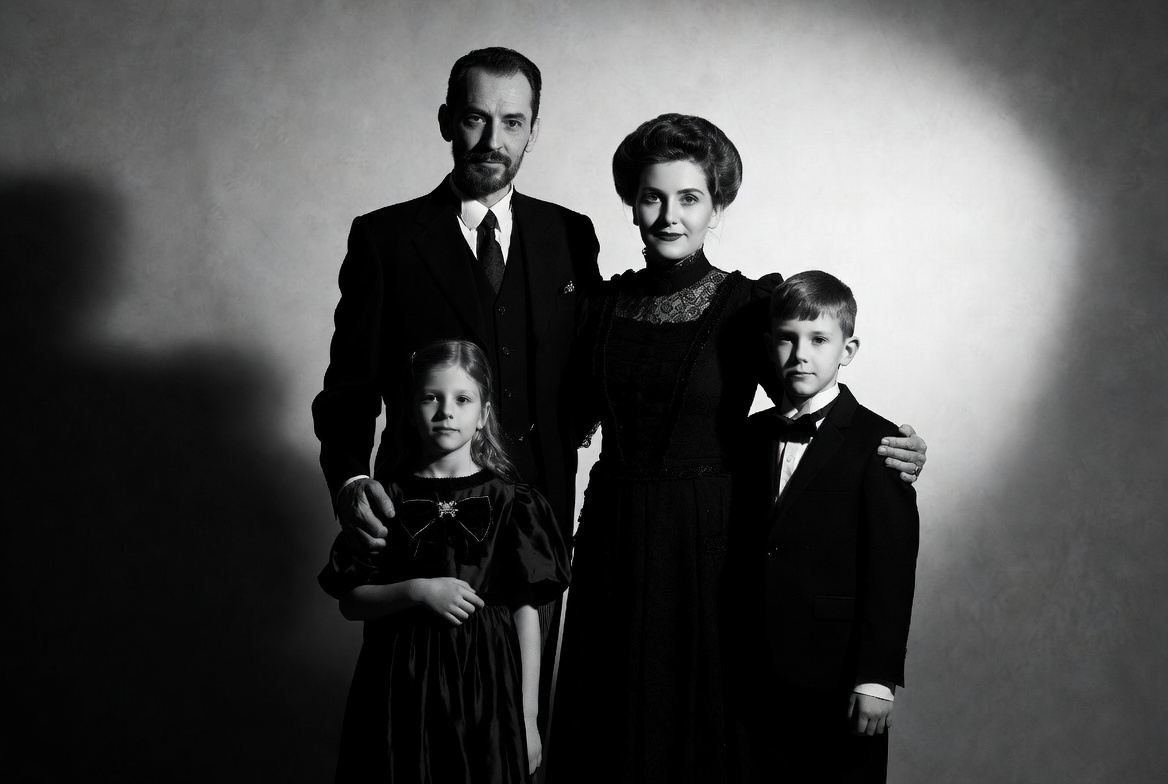Timeless Black-and-White Family Portrait
