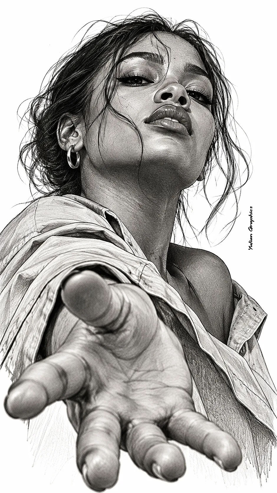 Foreshortened Graphite Portrait output 1