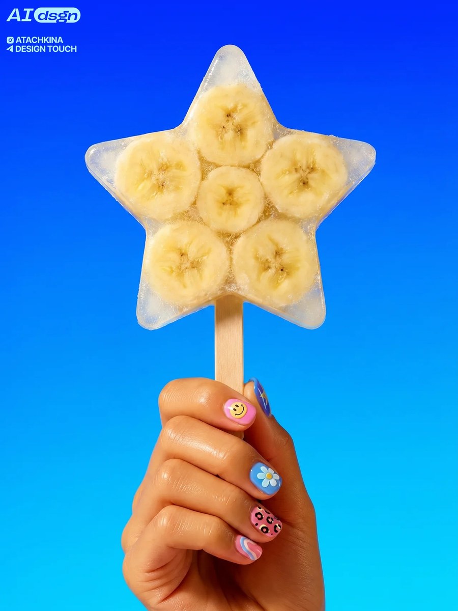 Banana Popsicle on an Electric Blue Background output 6