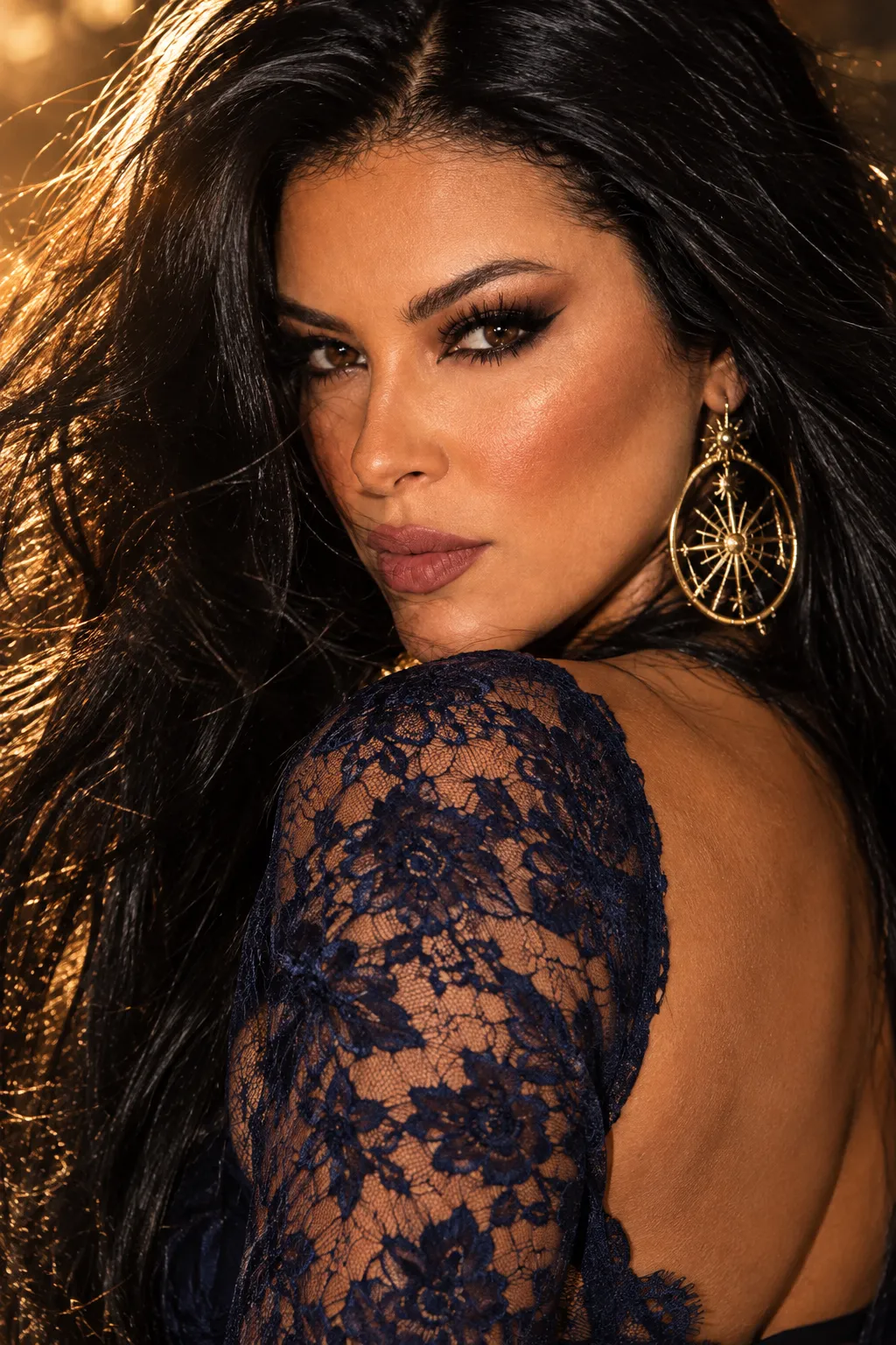 Dramatic Over-the-Shoulder Beauty Portrait