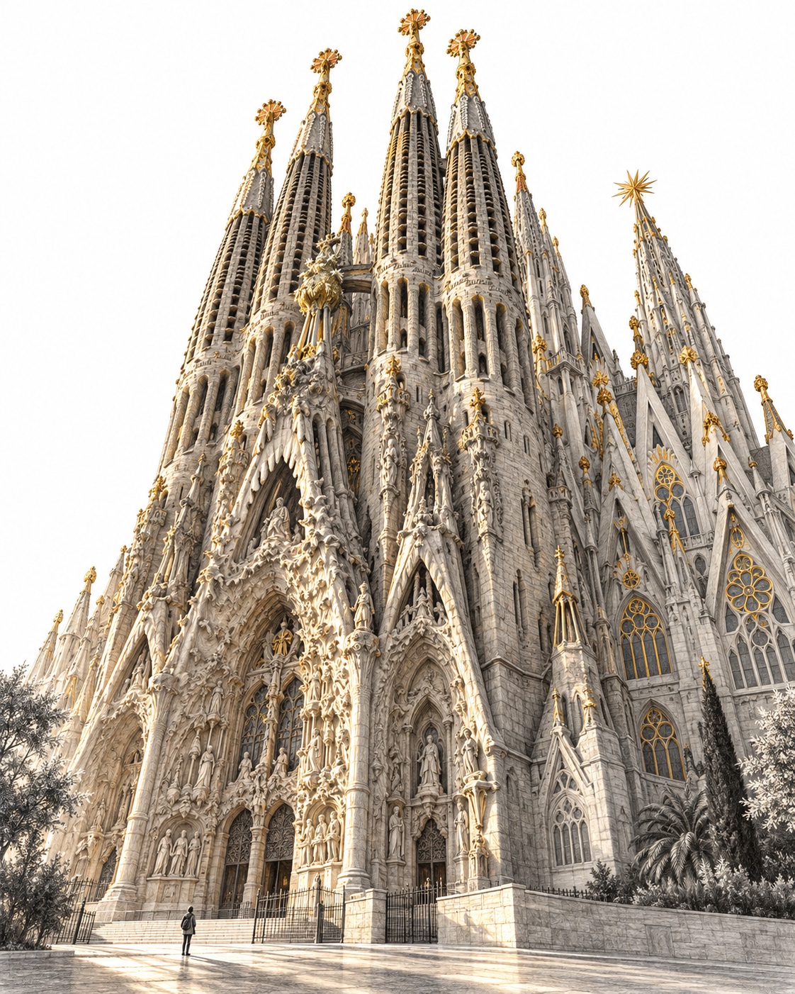 Graphite and Shell-Gold Landmark Drawing output 6