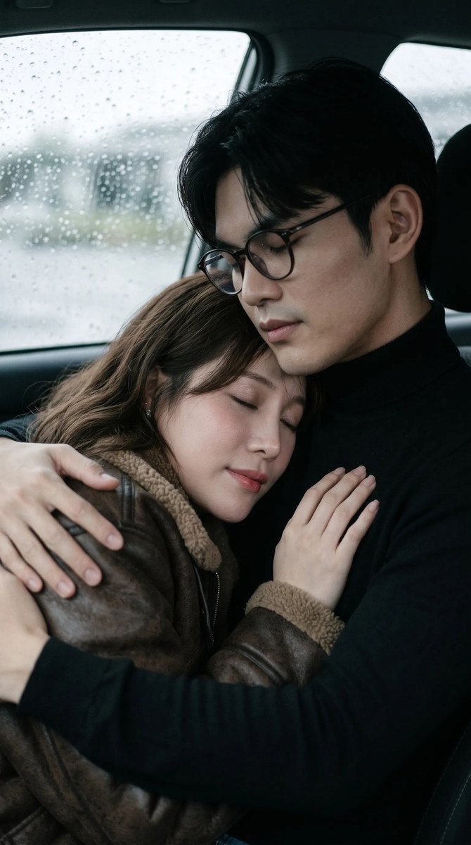 Intimate Couple Portrait in a Rainy Car output 2