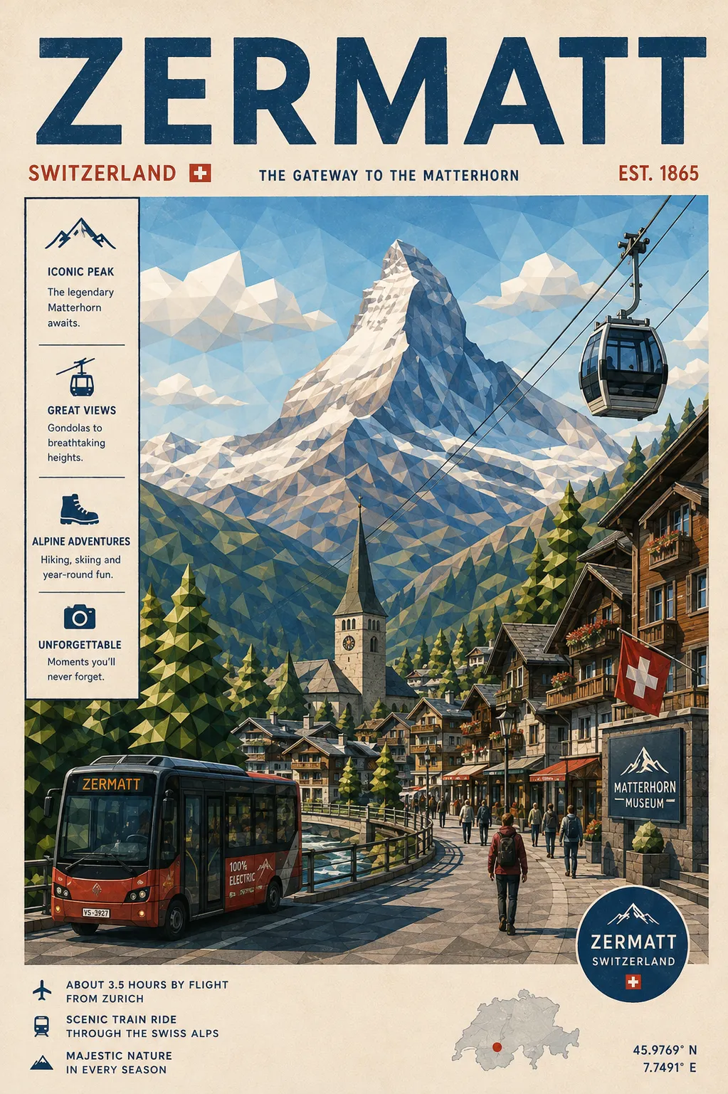 Low-Poly Vintage Destination Travel Poster output 4
