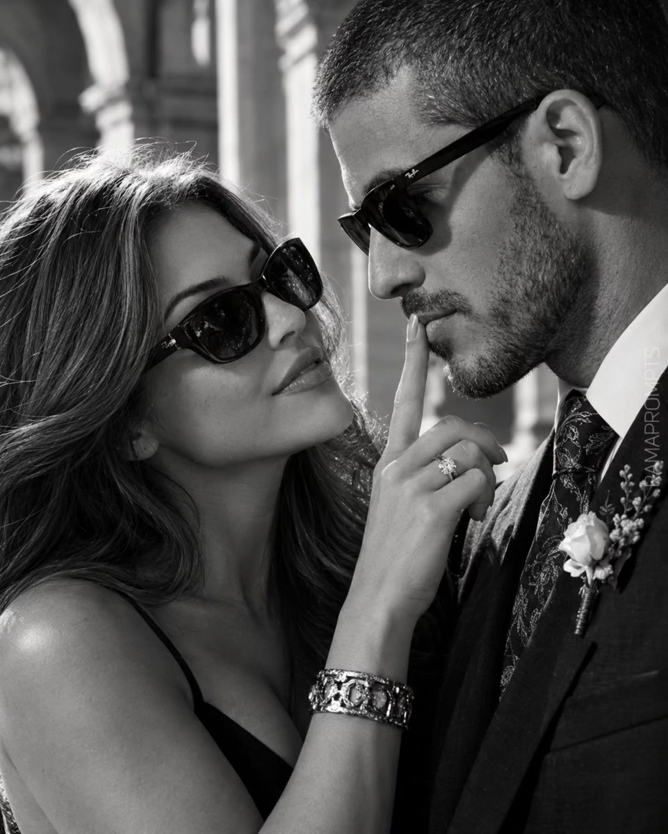 Romantic Black-and-White Couple Editorial Portrait