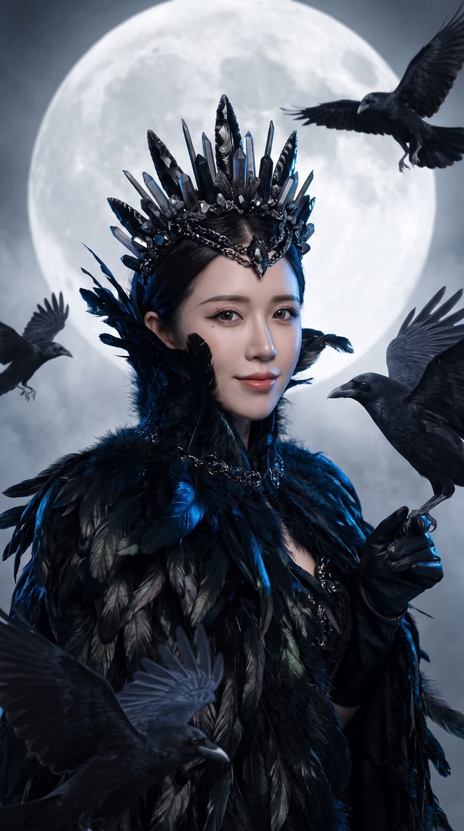 Moonlit Raven Queen Editorial Portrait
