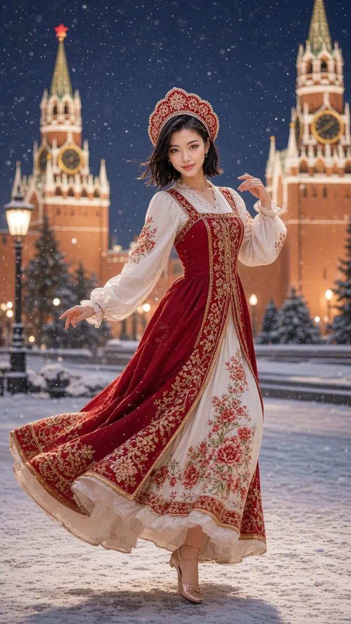 Winter Night at the Kremlin: Russian Sarafan Dance Portrait output 2