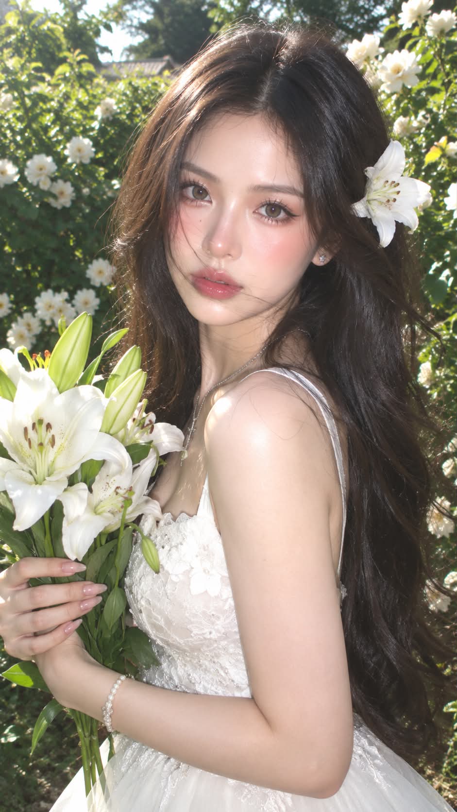Y2K White Lily Garden Portrait output 4