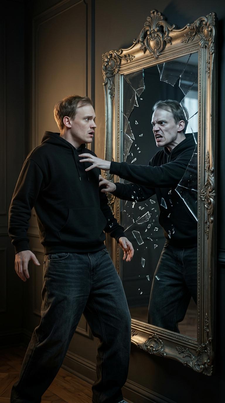 Uncanny Mirror Reflection Horror Portrait output 2