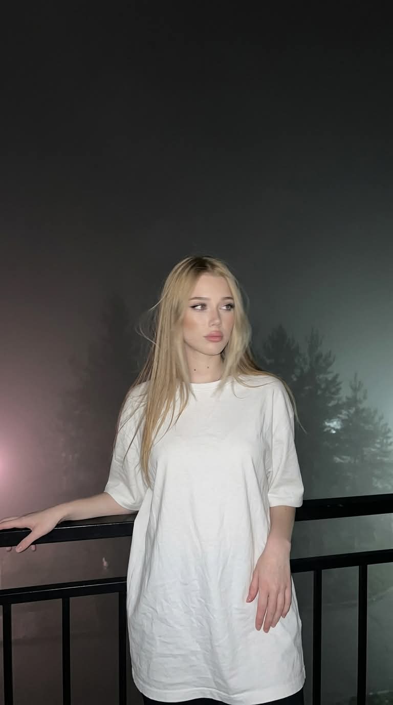 Foggy Balcony Night Portrait with iPhone Flash