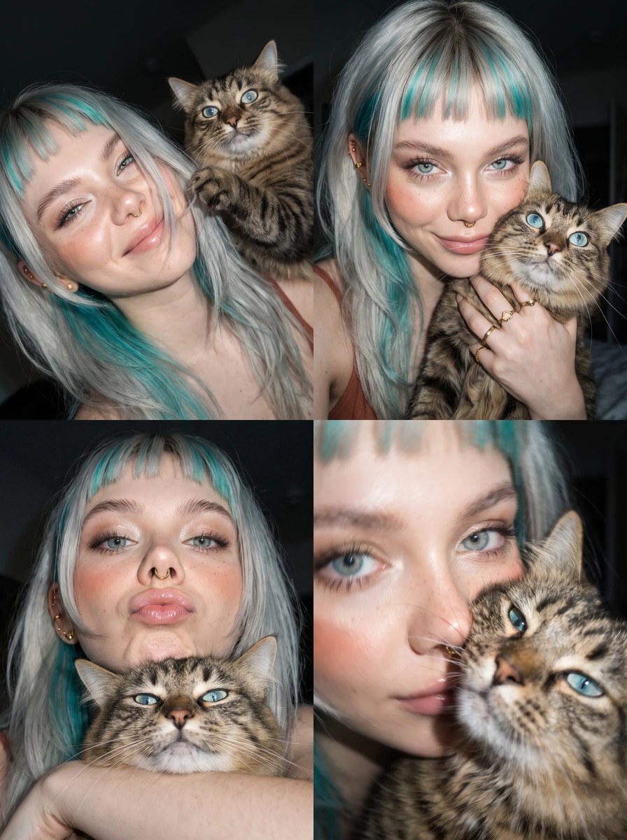 Young Woman Cuddling a Tabby Cat output 17