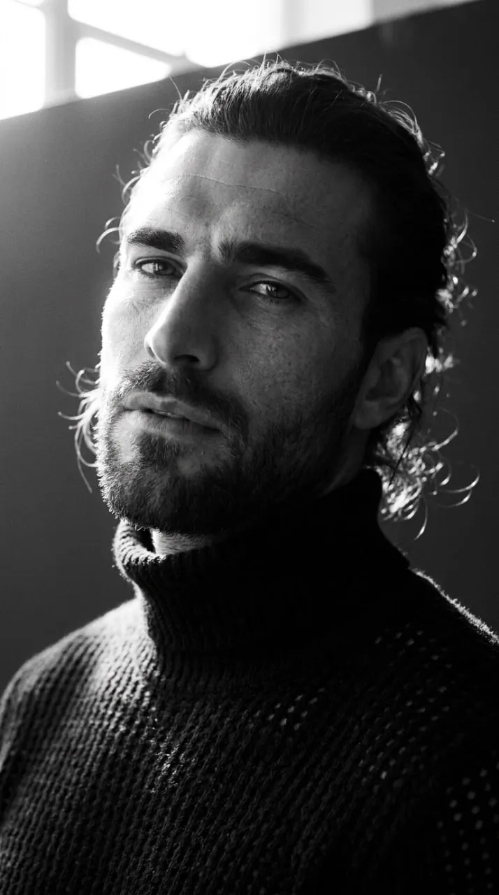 Black-and-White Film Portrait with Window Backlighting output 2