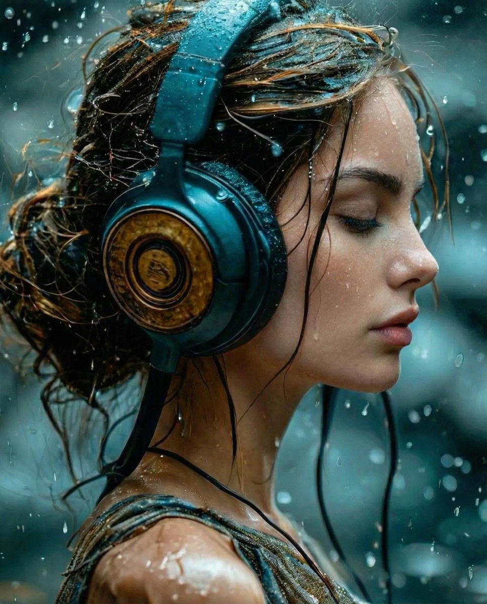 Rainy Headphone Portrait Face Swap