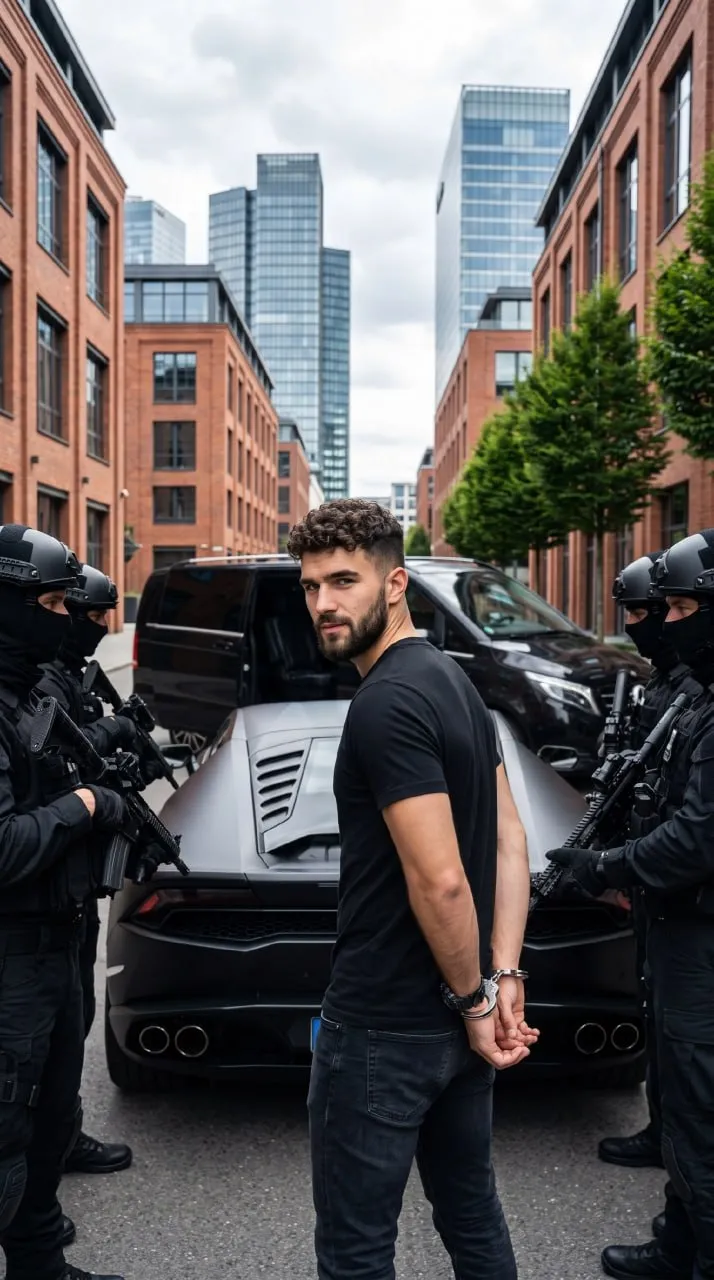 Cinematic Arrest Portrait Beside a Lamborghini output 2