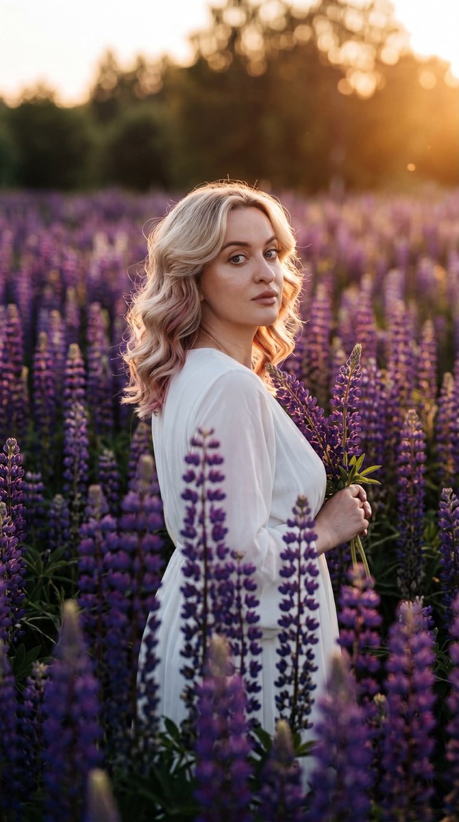 Cinematic Purple Lupine Portrait