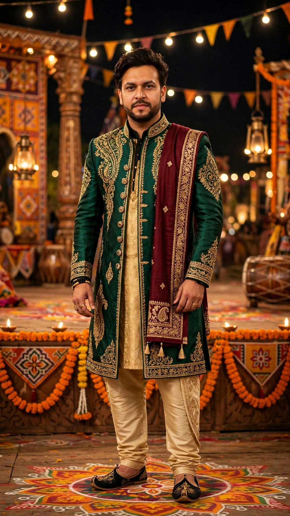 Indian Folk-Dance Fashion Portrait with Face Identity Lock