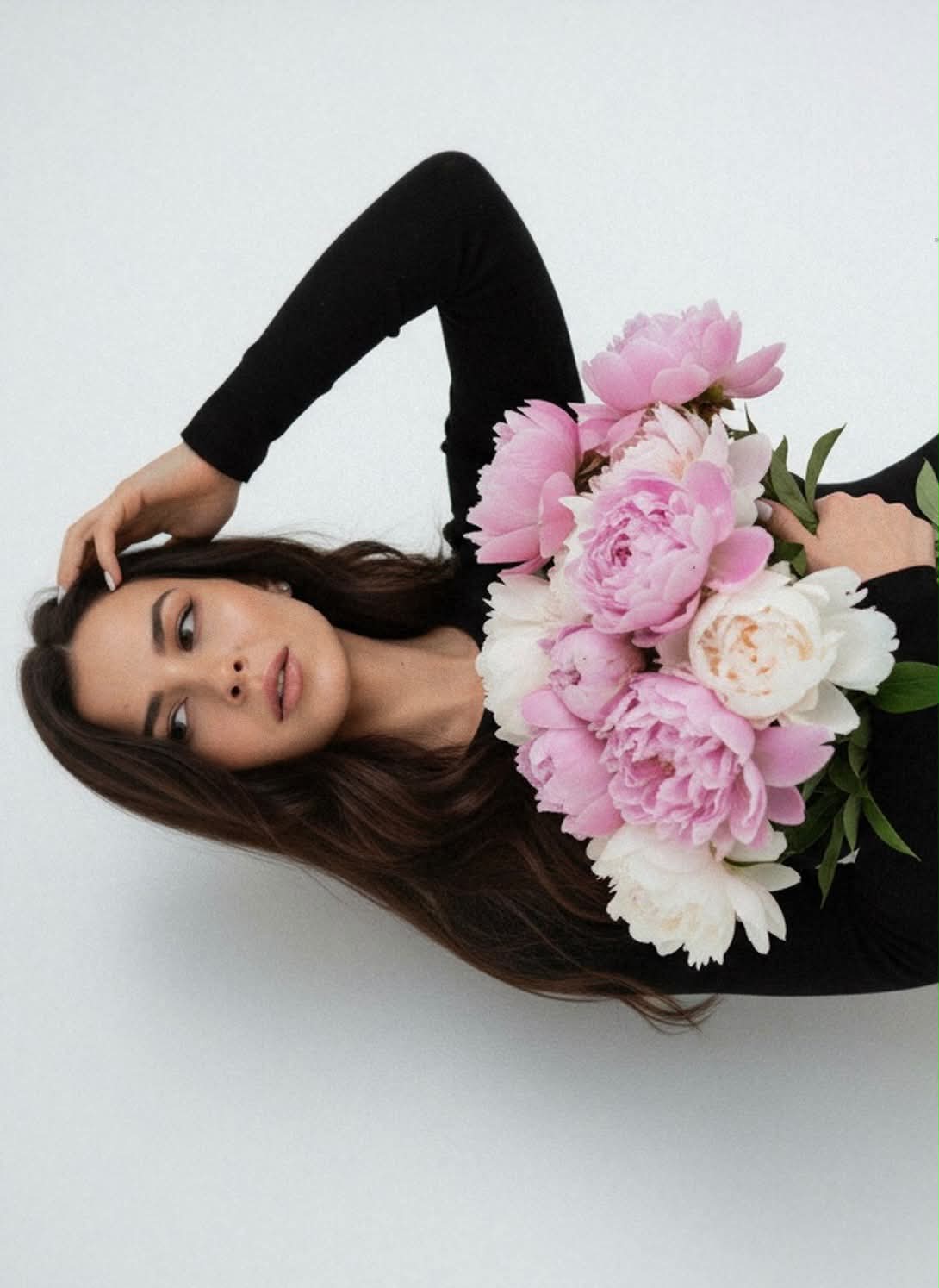 Photorealistic Studio Portrait with Peonies output 2