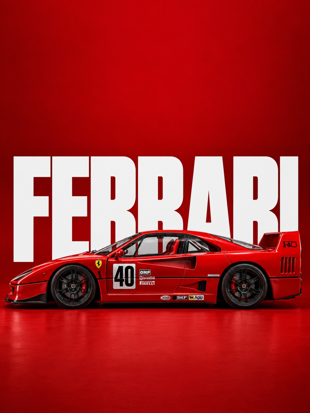 Red Ferrari F40 CGI Editorial Poster output 2