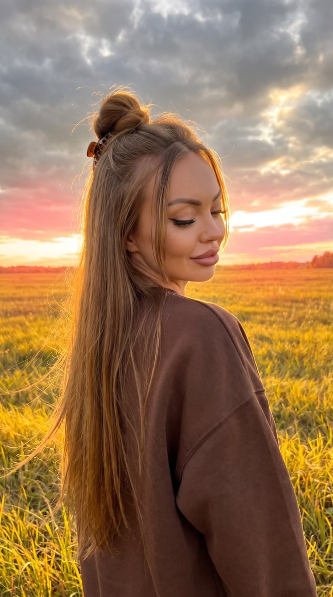Golden-Hour Autumn Field Portrait