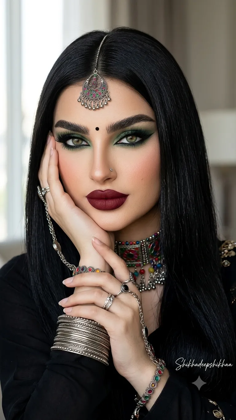 Luxury Afghan-Inspired Beauty Editorial Portrait output 1