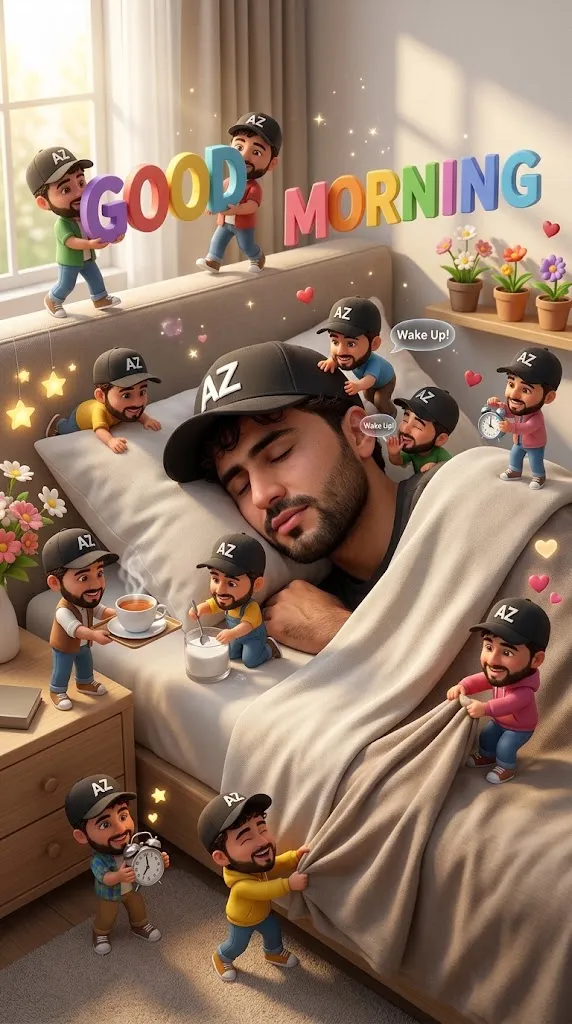Photorealistic Good Morning Scene with Miniature Characters