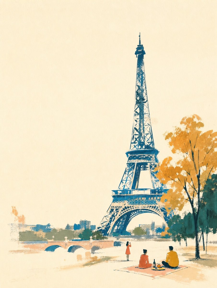 Minimal Hand-Painted Landmark Illustration output 4