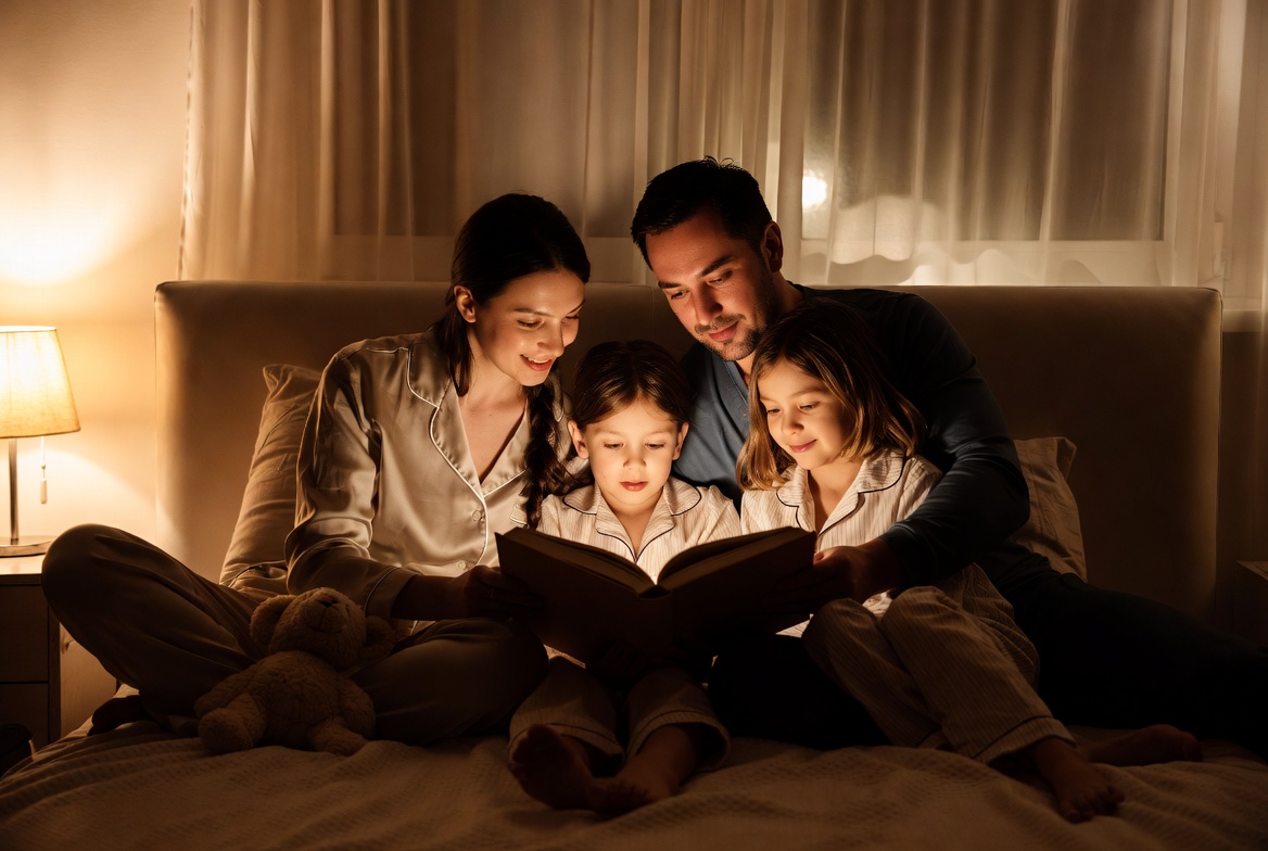 Tender Family Bedtime Story Scene output 1