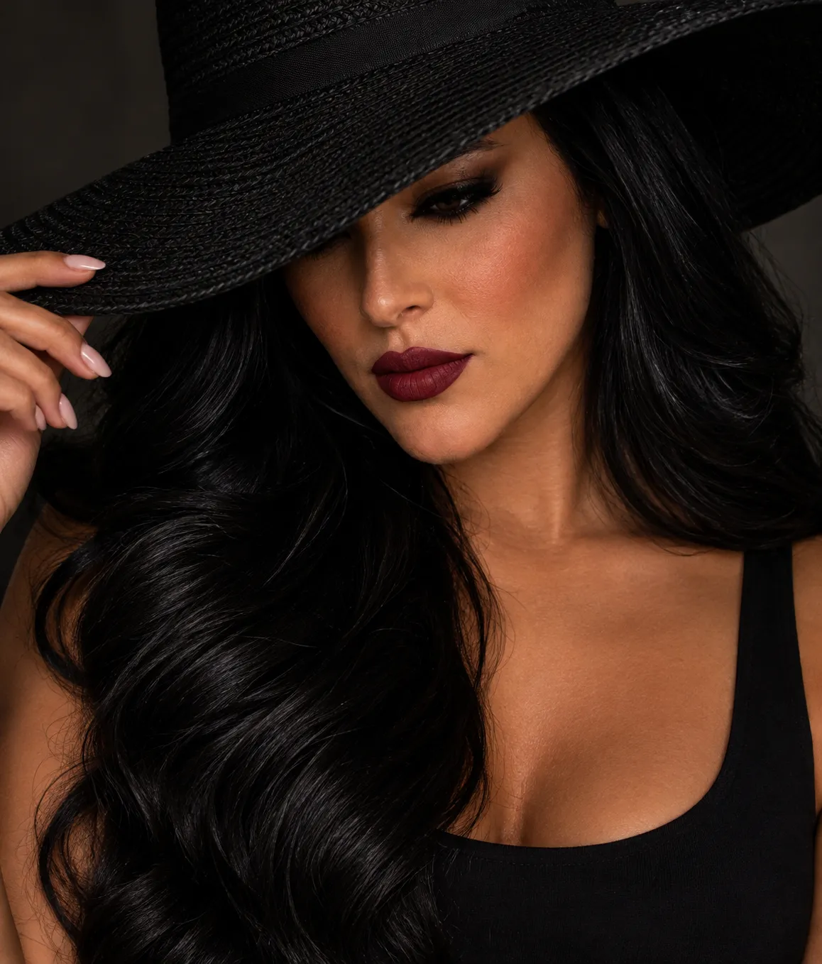 Mysterious Portrait in a Wide-Brimmed Hat