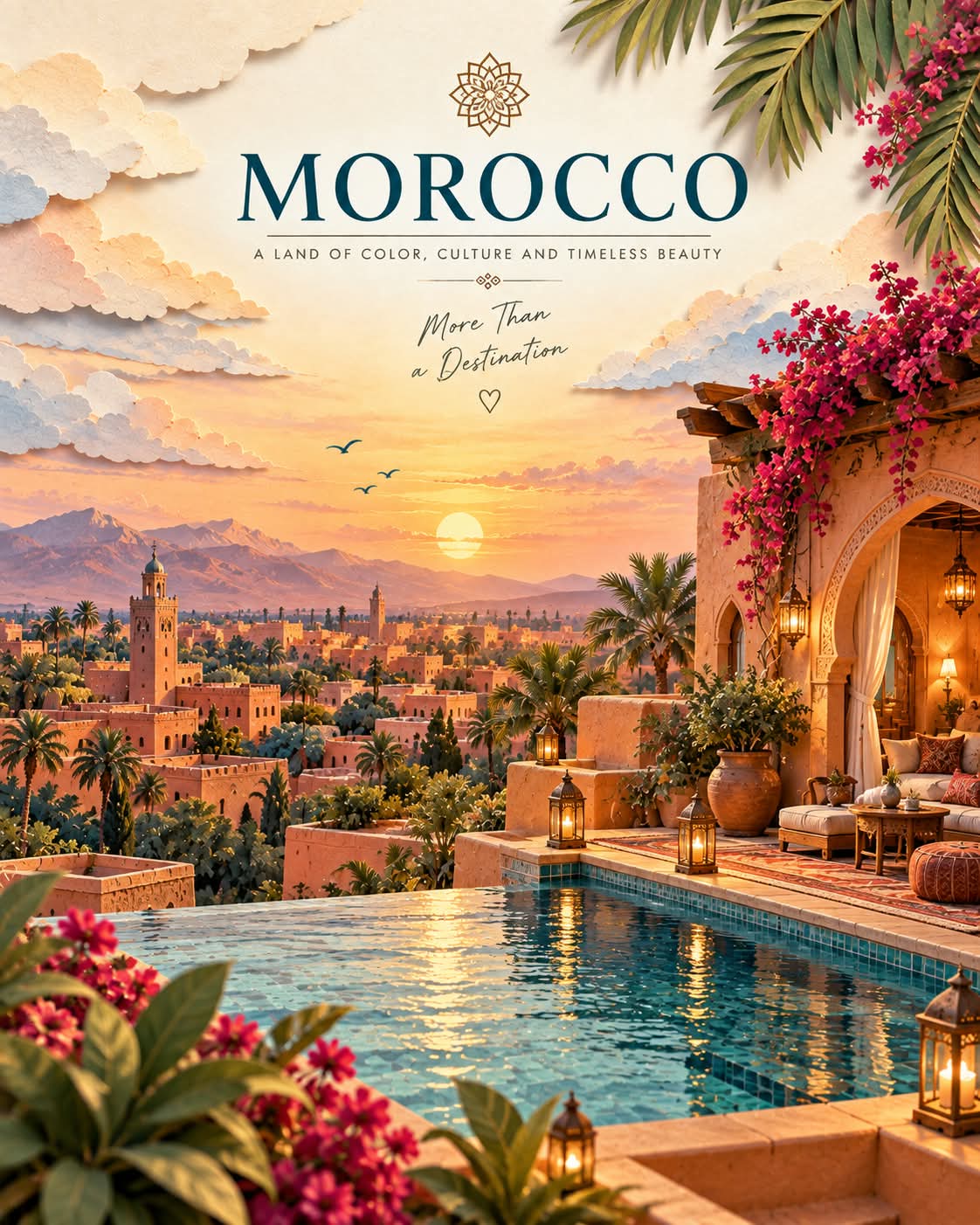 Luxury Watercolor Papercraft Travel Poster output 3