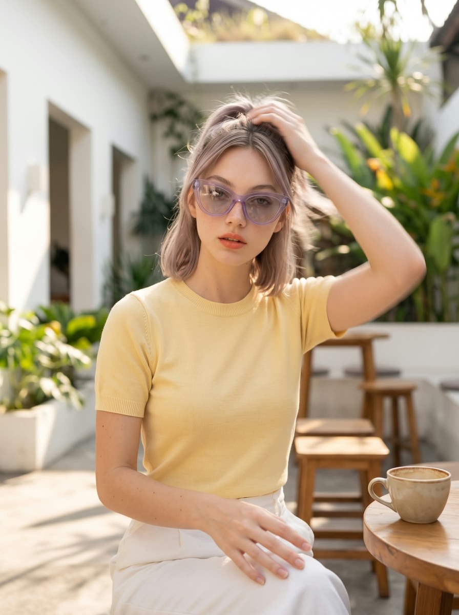 Warm Café Courtyard Fashion Portrait output 2